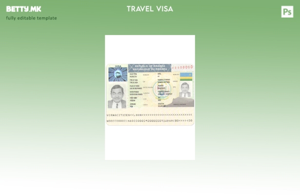 Шаблон за патна виза за Руанда во модерен стил